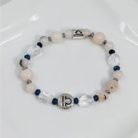 Thumbnail for Libra Zodiac Handmade Bracelet with White and Blue Beads 7’ Astrology Jewelry #LV2886