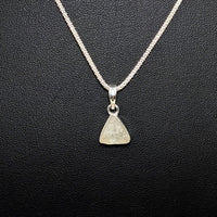 Thumbnail for Libyan Desert Glass .4’ S.S. Triangle Pendant #LV4273 with a diamond pendant on a chain