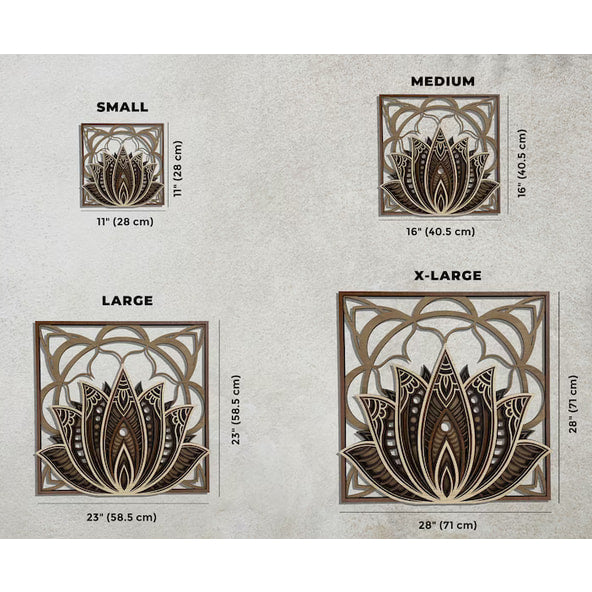 Lotus Flower 3D Etched Wood Wall Decor #Q303: Stunning Metal Lotus Flower Art