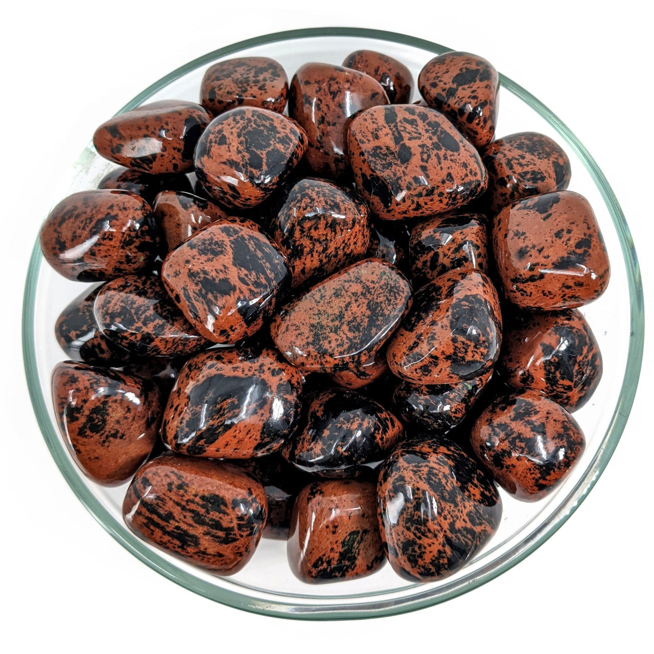 A bowl of chocolate covered chocolates, Mahogany Obsidian Tumbled Stones 1’ #SK9429