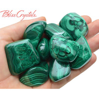 Thumbnail for MALACHITE Tumbled Stone #MT06: Green and white marble beads in jumbo size