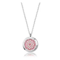 Thumbnail for Mandala Aromatherapy Essential Oil Diffuser Necklace in gift box with red and white enamel pendant