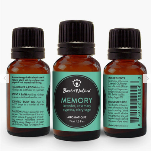 Three bottles of Memory Essential Oil Blend Aromatique by Best of Nature #BN30