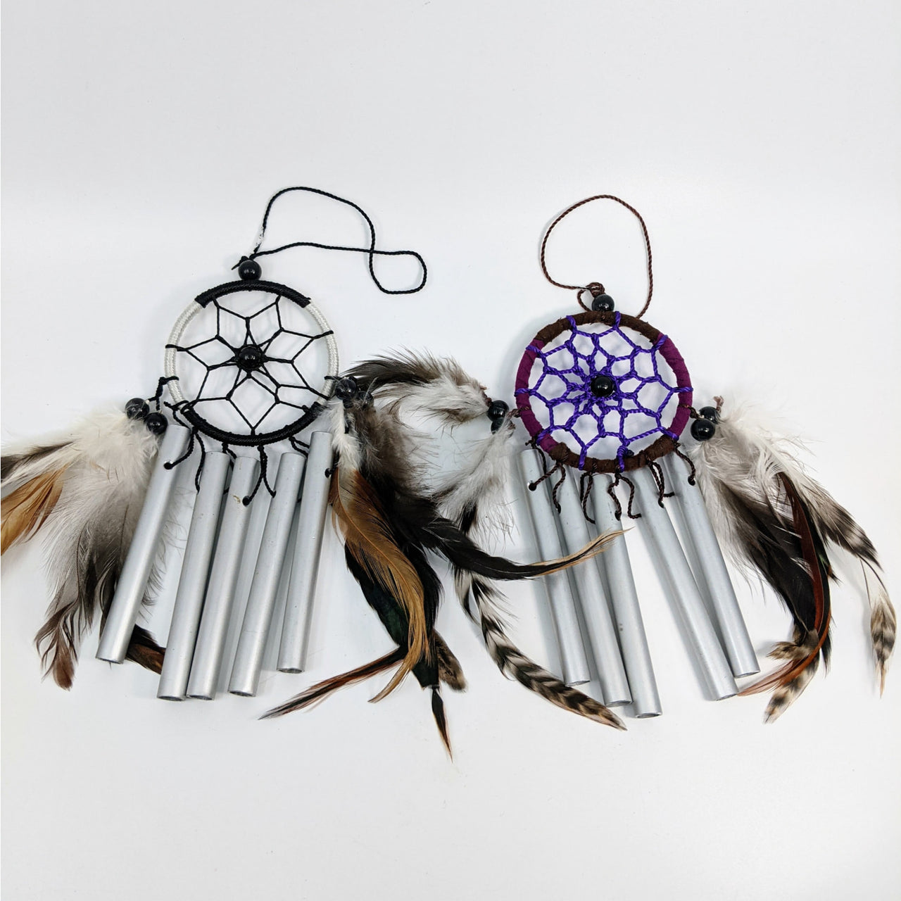 Mini Chime Dreamcatcher w Feathers #LV4683 featuring three dream catchers with feathers