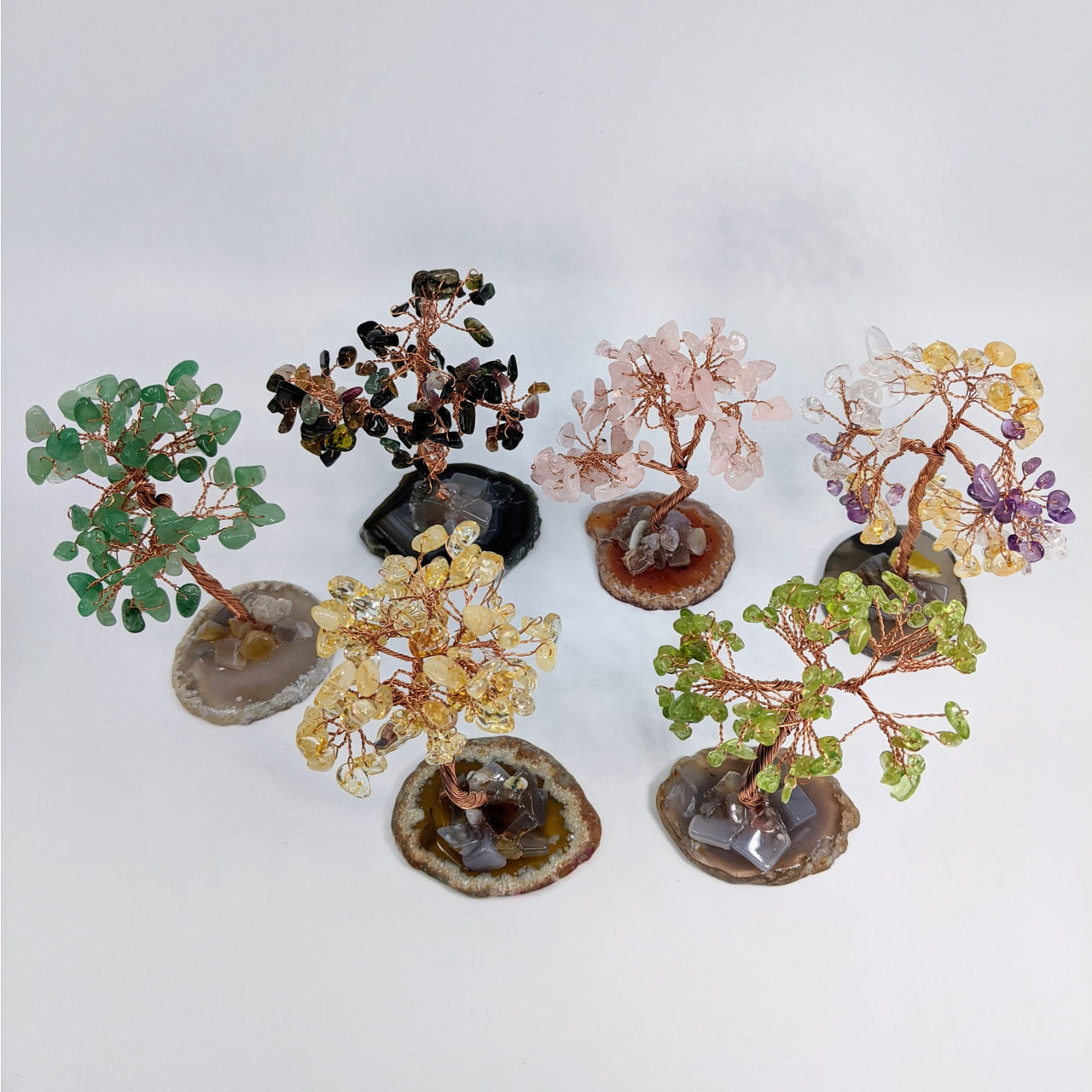 Mini Gem Tree 4’ on Agate Base #LV4672 with five small glass bons