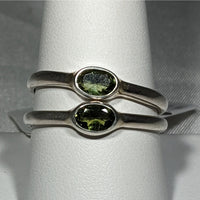 Thumbnail for Moldavite Faceted Oval Cut, Sterling Silver Ring #SK2619 with a green stone