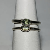 Thumbnail for Moldavite Faceted Oval Cut, Sterling Silver Ring #SK2619 with green stone centerpiece