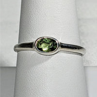 Thumbnail for Moldavite Faceted Oval Cut Sterling Silver Ring with Green Tourmaline Stone #SK2619