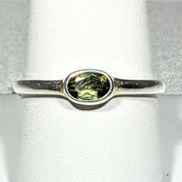 Thumbnail for Moldavite Faceted Oval Cut Sterling Silver Ring #SK2619 with a green stone