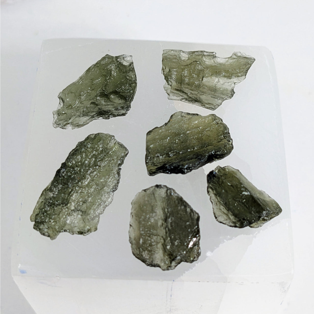 Group of green quartz crystals from Moldavite Raw .85-1gm Chunk Czech Rep. #LV3468