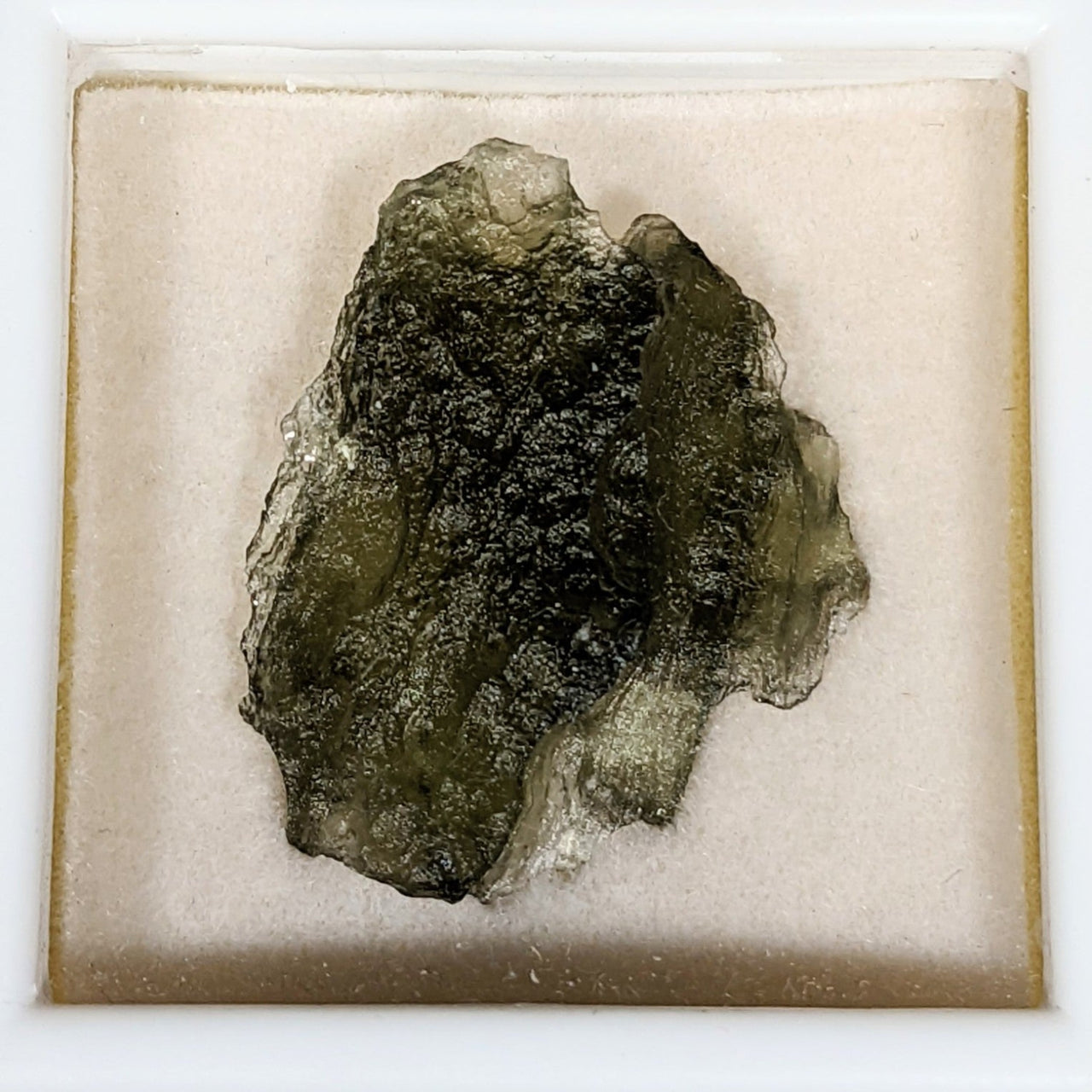 Moldavite raw Besednice mineral in white frame from Czech Republic - 2.936g #SK0567