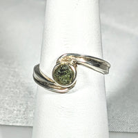 Thumbnail for Moldavite Sterling Silver Swoop Ring #SK2626 with a stunning green stone