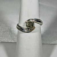 Thumbnail for Moldavite Sterling Silver Swoop Ring #SK2626 with a central diamond