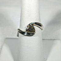 Thumbnail for White gold ring with black diamond in Moldavite Sterling Silver Swoop Ring #SK2626