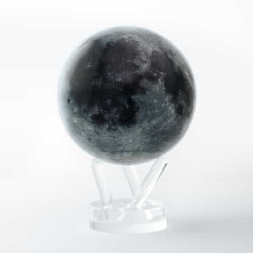 The MOON Rotating Mova Globe 6’ w Acrylic Base: Black and White Sphere on Clear Stand