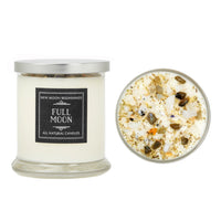 Thumbnail for New Moon Candle: White soy candle with seaweed in a square glass, crystal candles collection