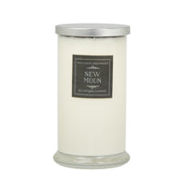 Thumbnail for White ’New Moon’ crystal candle in square glass, 7.5oz, with black label