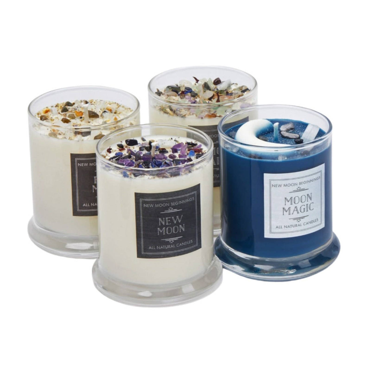 Three scented crystal candles in a 7.5oz square glass, perfect for rituals and relaxation