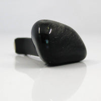 Thumbnail for Obsidian Gemstone Car Vent Clip #LV5497: Black Stone Ring with Black Center Stone