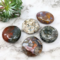 Thumbnail for Selection of polished Ocean Jasper pebbles, product code LV4555, size 2.3-2.7 inches