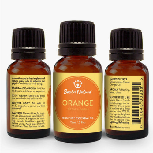 Orange Essential Oil Single Note by Best of Nature #BN48, three bottles displayed