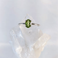 Thumbnail for Sterling silver ring with green tourmal on rock, perfect for stacking and dainty style enthusiasts