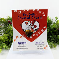 Thumbnail for Pet Collar Clip-On Crystal Charm - Tiger’s Eye Heart with dog card and heart-shaped card