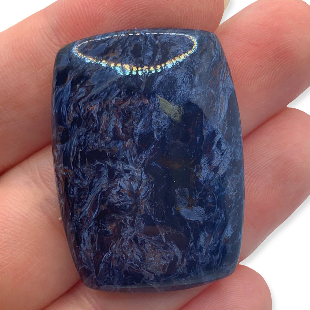 Pietersite Cab (14g) #SK2969: Stunning blue stone with intricate gold and silver bea