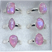 Thumbnail for Pink Moonstone Sterling Silver Rings #SK7301 in a Box, Available in Sizes 6, 7, 8