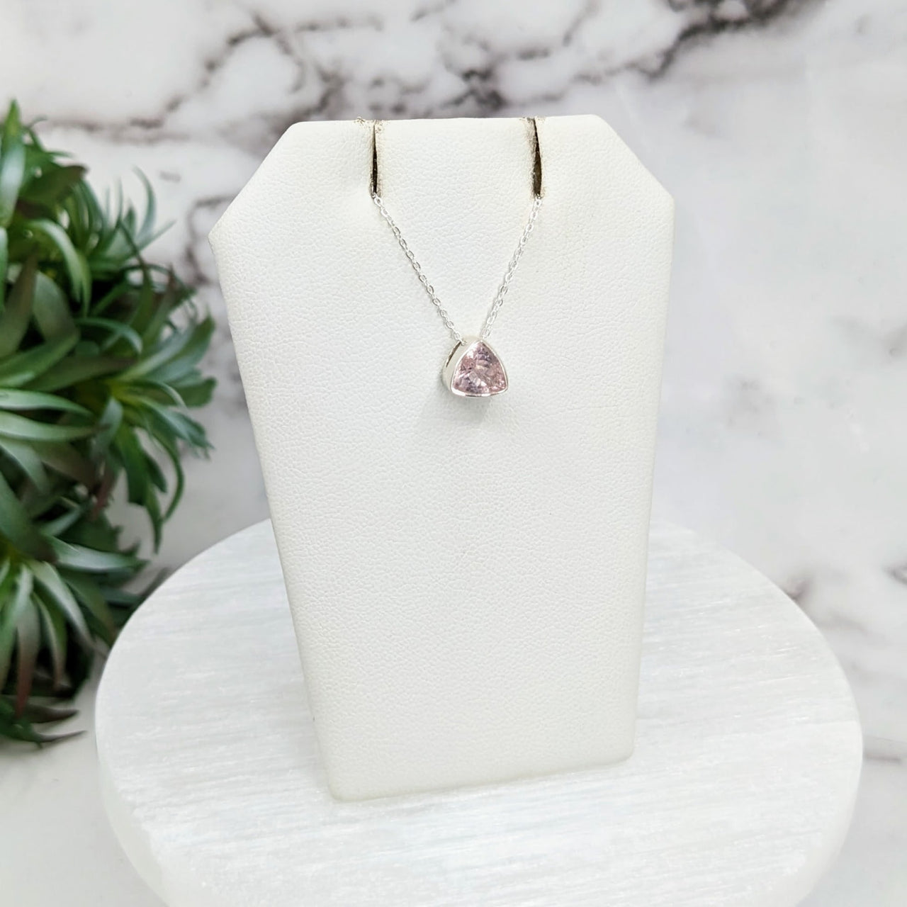 Pink Quartz Necklace with Sterling Silver Slider Pendant on 18’ Chain #LV3252