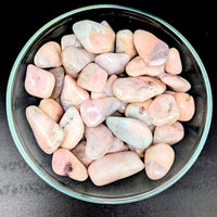 Thumbnail for Pink Petalite and Cleavelandite tumbled stones in a bowl - Healing Crystals #LV1574