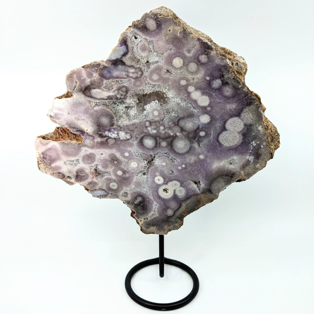 Pink Purple Amethyst 13’ Specimen on Stand #LV2449 with Purple & White Rock and Black Ring