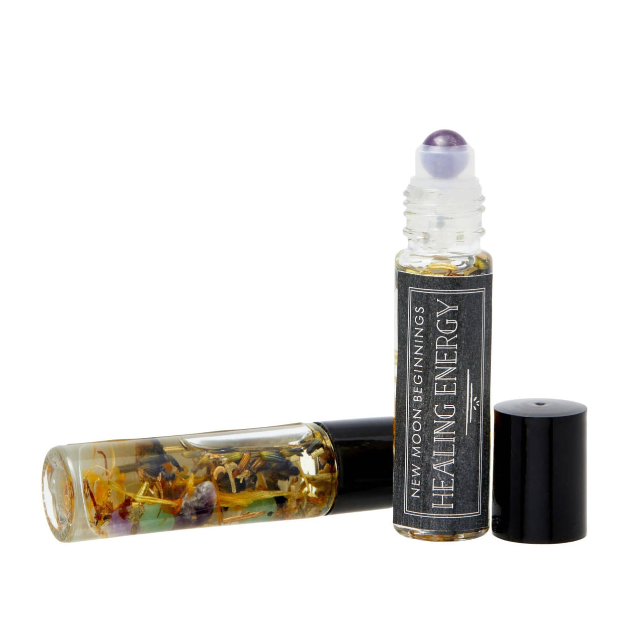 Close-up of Positive Energy: Intention Roll-On Perfume with organic jojoba oil base, 10ml