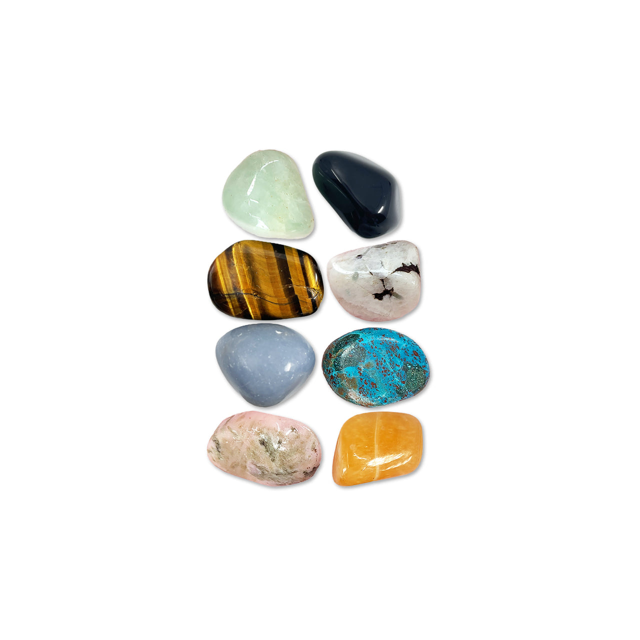 A selection of Power Crystals for Women, Set of 8 Tumbled Stones #K208 on display