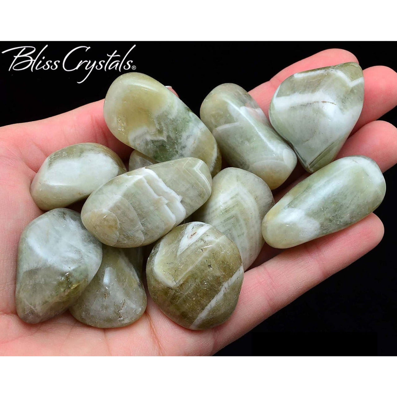 1 Large PRASIOLITE Tumbled Stone aka AMEGREEN Green Amethyst