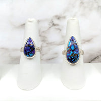 Thumbnail for Two rings with blue and purple stones - Purple Mojave Turquoise Teardrop Ring #LV4606