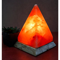 Thumbnail for Pyramid Shape Salt Lamp 7-8 lb on Marble Base with small plant in background #LV3584