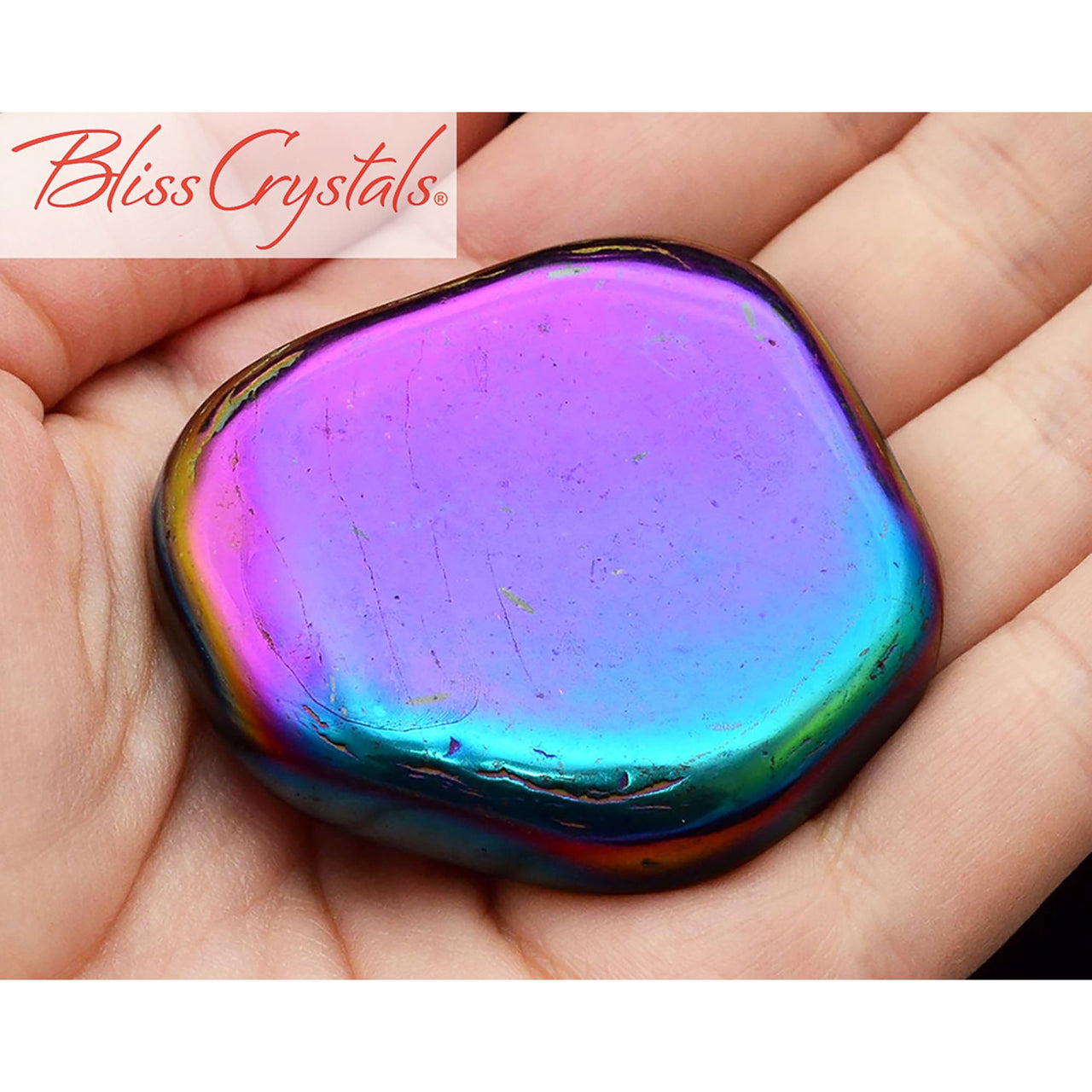 1 XL Magnetic RAINBOW HEMATITE Palm Stone for Grounding 