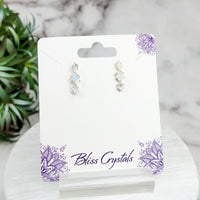 Thumbnail for Rainbow Moonstone Faceted Sterling Silver Earrings in Purple and White Design