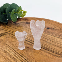 Thumbnail for Rose Quartz Angel Carving - Clear Quartz Hand Shaped, Ideal for Crystal Healing Decor