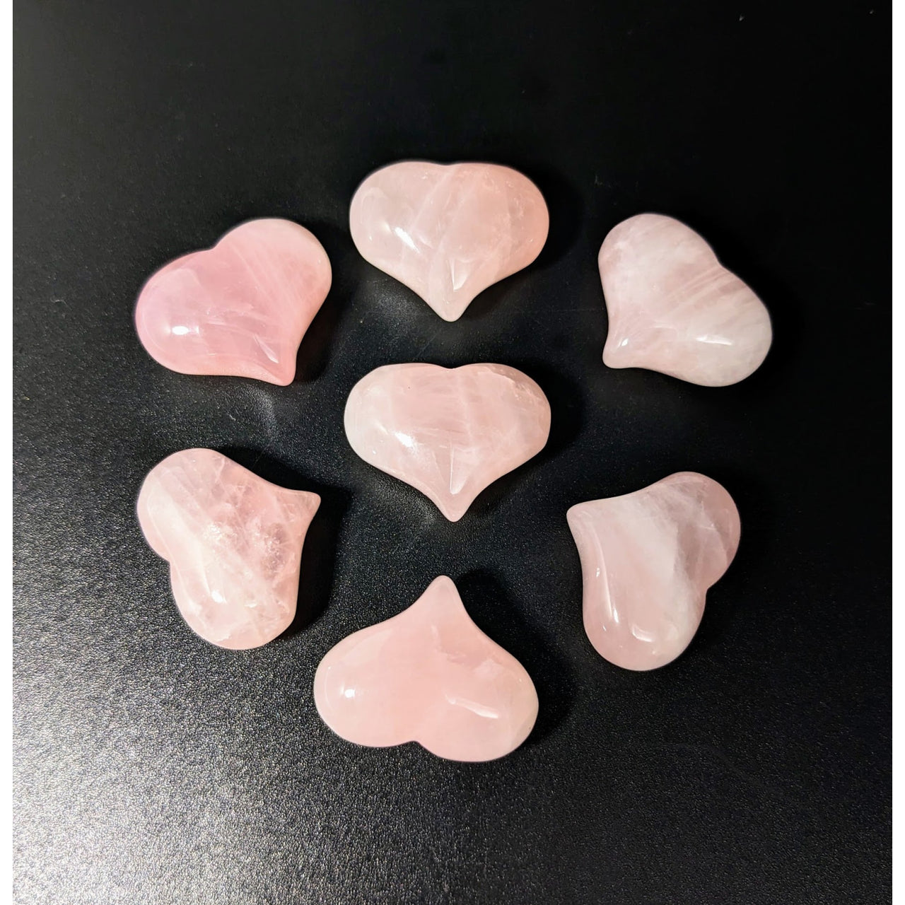 Rose Quartz 1’ Mini Puff Heart #LV2535 - Elegant rose quartz heart pendants