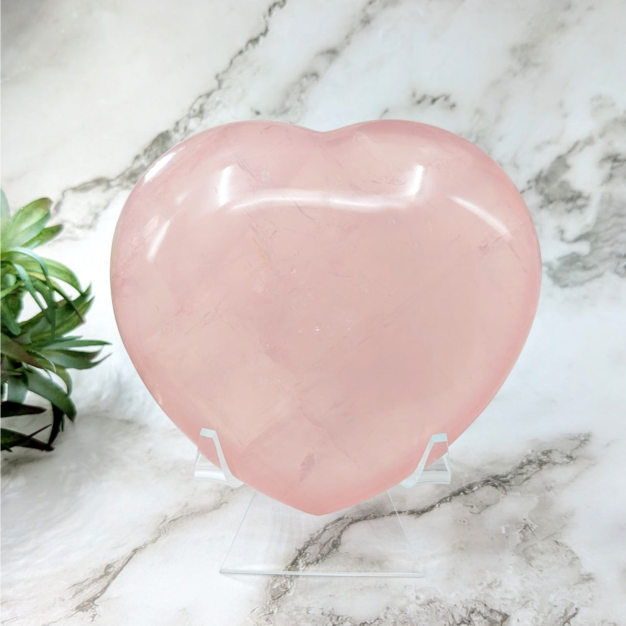 Rose Quartz 4.8’ Heart #LV4529: Pink Heart Balloon on Marble Table