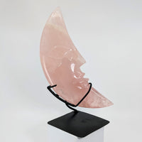 Thumbnail for Rose Quartz Stone on Black Stand - 8’ Crescent Moon - Product #SK9407