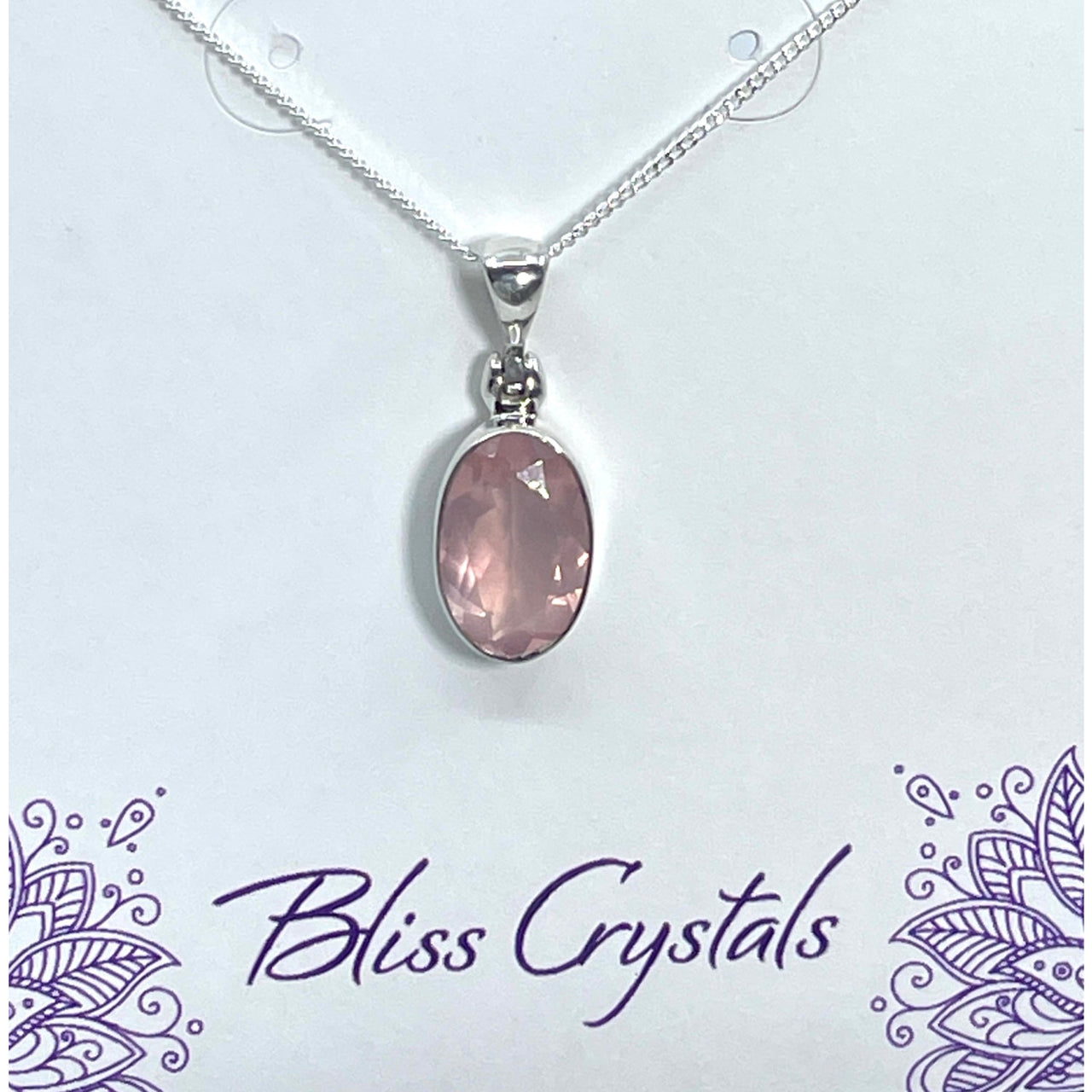 Rose Quartz Faceted Pendant Sterling Silver Necklace #JSK7304 with pink quartz stone