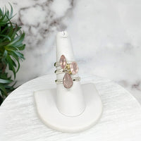 Thumbnail for Rose Quartz Faceted Sterling Silver Ring on a white marble table