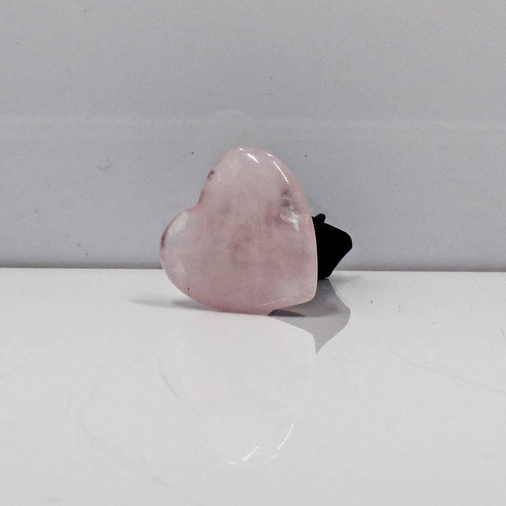 Rose Quartz Gemstone Heart Car Vent Clip - Pink Quartz Heart Shaped Stone for Air Freshening