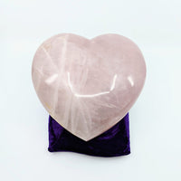 Thumbnail for Rose Quartz Polished Heart 6.1 Kg #H007 displayed on a luxe purple velvet pillow