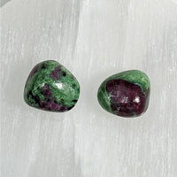 Thumbnail for Tumbled stones earrings: Green and purple Ruby Zoisite on white background