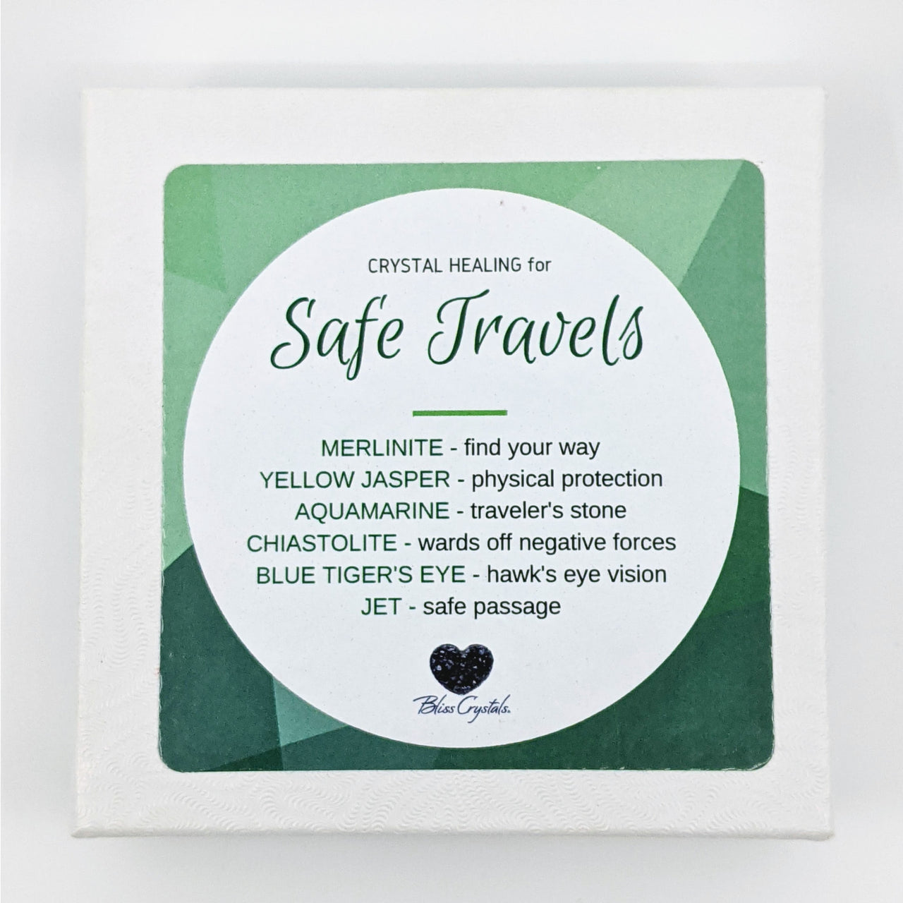 Square paper coaster with green-white design from Safe Travels Crystal Gift Box #SK6980