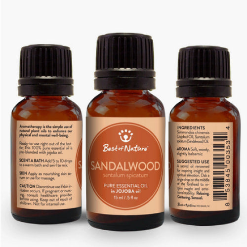 Sandalwood Essential Oil Single Note by Best of Nature #BN53 - Three Bottles Displayed